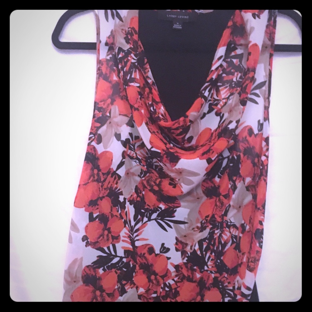 Printed blouse with drape neck